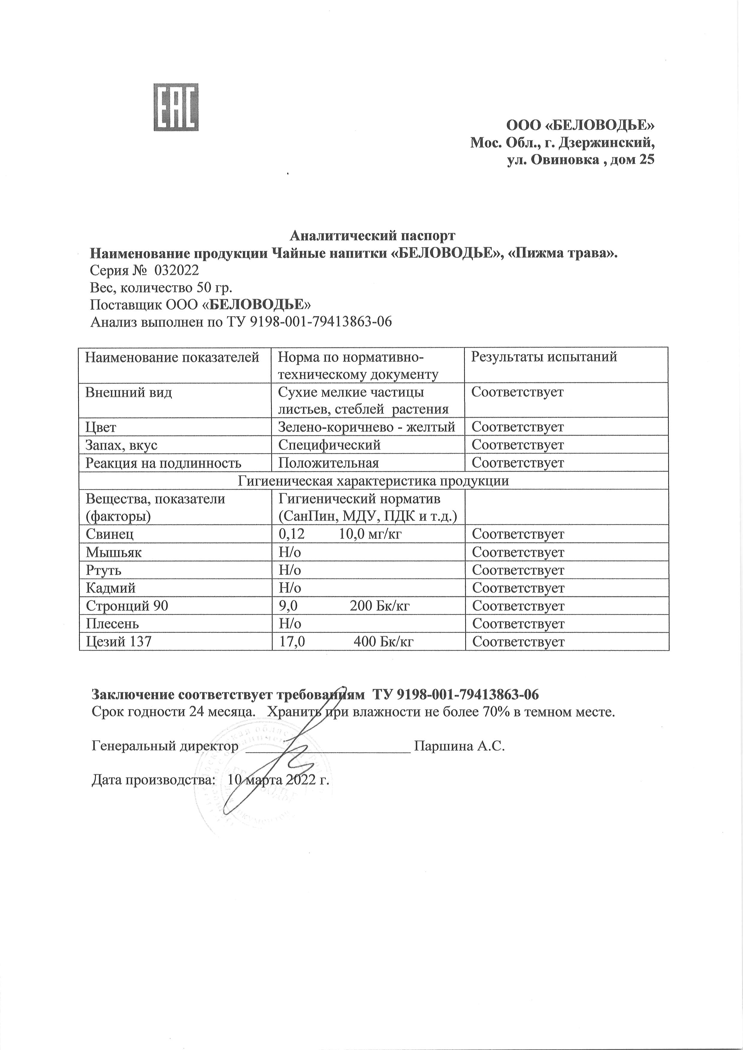 Паспорт №032022
